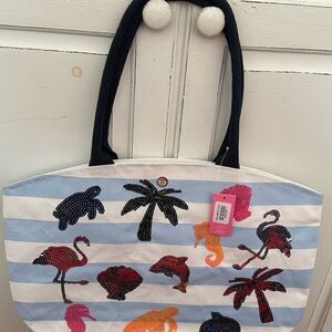 Simply Southern Blue and Black Beach-Themed Tote
